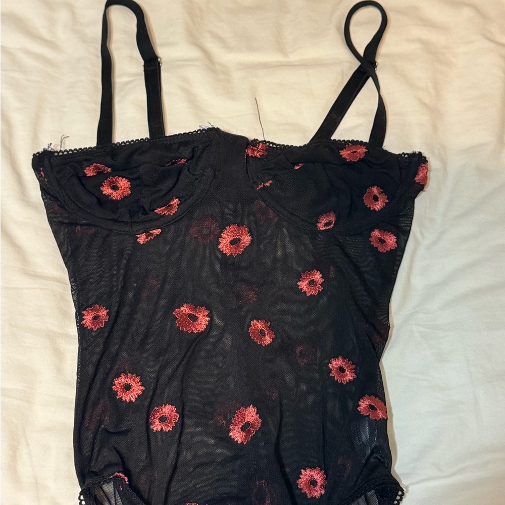 Floral Black and Red Women's Top